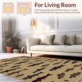 Ultra Soft Area Rug, Non Slip, Stain Resistant, Washable Area Rugs for Living Room, Bedroom, Cozy Nature-Themed Braided Style(Beige)