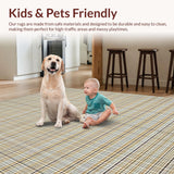 Ultra Soft Area Rug, Non Slip, Stain Resistant, Washable Area Rugs for Living Room, Bedroom, Contemporary Neutral Lattice Pattern(Beige)