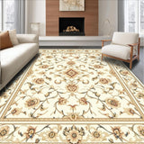 Ultra Soft Area Rug, Non Slip, Stain Resistant, Washable Area Rugs for Living Room, Bedroom, Vintage Inspired Floral Medallion Area – Low Pile(Beige)