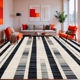 Contemporary Linear with Bold Dual Tone Striped Geometry and Sleek Symmetry(Beige)