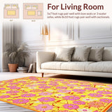Ultra Soft Area Rug, Non Slip, Stain Resistant, Washable Area Rugs for Living Room, Bedroom, Playful Shaggy Orange Pattern(Yellow)