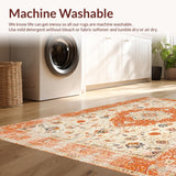 Ultra Soft Area Rug, Non Slip, Stain Resistant, Washable Area Rugs for Living Room, Bedroom, Whimsical Bright Medallion Flair(Orange)