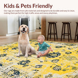 Ultra Soft Area Rug, Non Slip, Stain Resistant, Washable Area Rugs for Living Room, Bedroom, Unique Minimalist Ogee Print(Yellow)