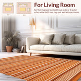 Ultra Soft Area Rug, Non Slip, Stain Resistant, Washable Area Rugs for Living Room, Bedroom, Elegant Tassel Accented Style(Orange)