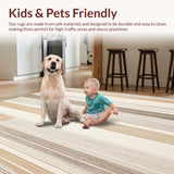 Artistic Area with Unique Textured Stripes in Earthy Beige Shades(Beige)