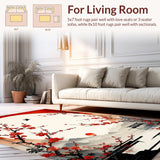 Ultra Soft Area Rug, Non Slip, Stain Resistant, Washable Area Rugs for Living Room, Bedroom, Warm Earthy Floral Arrangement(Red)