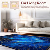 Ultra Soft Area Rug, Non Slip, Stain Resistant, Washable Area Rugs for Living Room, Bedroom, Whimsical Starlit Patterned Appeal(Blue)