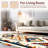 Ultra Soft Area Rug, Non Slip, Stain Resistant, Washable Area Rugs for Living Room, Bedroom, Machine Washable Latex Backing Southwestern Rug(Beige)