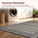 Ultra Soft Area Rug, Non Slip, Stain Resistant, Washable Area Rugs for Living Room, Bedroom, Sophisticated Charcoal Geometric Motif(Beige)