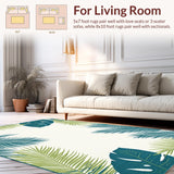 Ultra Soft Area Rug, Non Slip, Stain Resistant, Washable Area Rugs for Living Room, Bedroom, Modern Abstract Palm Leaf Design(Beige)