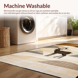 Ultra Soft Area Rug, Non Slip, Stain Resistant, Washable Area Rugs for Living Room, Bedroom, Contemporary Rustic Deer Aesthetic(Beige)