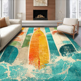 Ultra Soft Area Rug, Non Slip, Stain Resistant, Washable Area Rugs for Living Room, Bedroom, Tropical Paradise Surf Rug Ocean Inspired Longboard Decorative Mat(Blue)