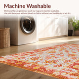 Ultra Soft Area Rug, Non Slip, Stain Resistant, Washable Area Rugs for Living Room, Bedroom, Artistic Whimsical Ogee Print(Red)