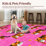 Ultra Soft Area Rug, Non Slip, Stain Resistant, Washable Area Rugs for Living Room, Bedroom, Cheerful Cartoon Animal Plush Rug(Pink)