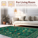 Ultra Soft Area Rug, Non Slip, Stain Resistant, Washable Area Rugs for Living Room, Bedroom, Elegant Distinctive Insect Pattern(Green)