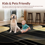 Ultra Soft Area Rug, Non Slip, Stain Resistant, Washable Area Rugs for Living Room, Bedroom, Striking Contrast of Bold Lines(Gold)