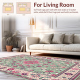 Ultra Soft Area Rug, Non Slip, Stain Resistant, Washable Area Rugs for Living Room, Bedroom, Timeless Floral Patterned Charm(Gray)