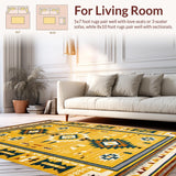 Ultra Soft Area Rug, Non Slip, Stain Resistant, Washable Area Rugs for Living Room, Bedroom, Rustic Earthy Aztec Motif(Yellow)