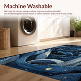 Ultra Soft Area Rug, Non Slip, Stain Resistant, Washable Area Rugs for Living Room, Bedroom, Mystic Kraken Sea Beast Carpet(Blue)