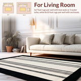 Ultra Soft Area Rug, Non Slip, Stain Resistant, Washable Area Rugs for Living Room, Bedroom, Dynamic Modern Linear Composition(Gray)