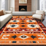 Ultra Soft Area Rug, Non Slip, Stain Resistant, Washable Area Rugs for Living Room, Bedroom, Artisanal Trellis Inspired Layout(Orange)