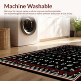 Ultra Soft Area Rug, Non Slip, Stain Resistant, Washable Area Rugs for Living Room, Bedroom, Unique Vintage Melodic Pattern Style(Black)