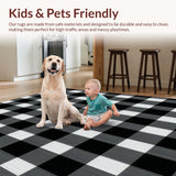 Ultra Soft Area Rug, Non Slip, Stain Resistant, Washable Area Rugs for Living Room, Bedroom, Sleek Neutral Lattice Visual Style(Black)