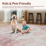 Ultra Soft Area Rug, Non Slip, Stain Resistant, Washable Area Rugs for Living Room, Bedroom, Charming Blush Abstract Elements(Pink)