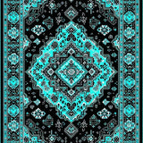 Ultra Soft Area Rug, Non Slip, Stain Resistant, Washable Area Rugs for Living Room, Bedroom, Chic Geometric Black Teal Arrangement(Black)