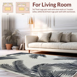 Ultra Soft Area Rug, Non Slip, Stain Resistant, Washable Area Rugs for Living Room, Bedroom, Textured Black and White Lattice Design(Beige)