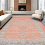 Ultra Soft Area Rug, Non Slip, Stain Resistant, Washable Area Rugs for Living Room, Bedroom, Transitional Striped Pastel Elegance(Orange)