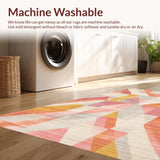 Ultra Soft Area Rug, Non Slip, Stain Resistant, Washable Area Rugs for Living Room, Bedroom, Peach Fusion: Modern, Abstract Rug(Pink)