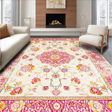 Ultra Soft Area Rug, Non Slip, Stain Resistant, Washable Area Rugs for Living Room, Bedroom, Delicate Floral Watercolor Palette(Ivory)