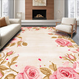 Ultra Soft Area Rug, Non Slip, Stain Resistant, Washable Area Rugs for Living Room, Bedroom, Charming Plush Floral Elegance(Beige)