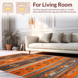Ultra Soft Area Rug, Non Slip, Stain Resistant, Washable Area Rugs for Living Room, Bedroom, Elegant Oval Shape with Depth(Orange)