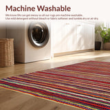 Ultra Soft Area Rug, Non Slip, Stain Resistant, Washable Area Rugs for Living Room, Bedroom, Primitive Red Braided Rug for Cozy Small Spaces(Red)