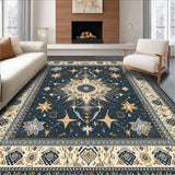 Ultra Soft Area Rug, Non Slip, Stain Resistant, Washable Area Rugs for Living Room, Bedroom, Chic Graphic Solar Imagery(Blue)