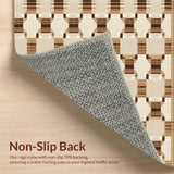 Ultra Soft Area Rug, Non Slip, Stain Resistant, Washable Area Rugs for Living Room, Bedroom, Elegant Geometric Diamond Motif(Beige)