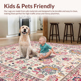Ultra Soft Area Rug, Non Slip, Stain Resistant, Washable Area Rugs for Living Room, Bedroom, Serene Abstract Nature Inspired Pattern(Ivory)