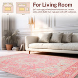 Ultra Soft Area Rug, Non Slip, Stain Resistant, Washable Area Rugs for Living Room, Bedroom, Serene Creamy Lotus Design(Pink)