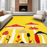 Ultra Soft Area Rug, Non Slip, Stain Resistant, Washable Area Rugs for Living Room, Bedroom, Whimsical Earthy Mushroom Motif(Yellow)