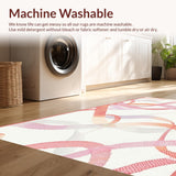 Ultra Soft Area Rug, Non Slip, Stain Resistant, Washable Area Rugs for Living Room, Bedroom, Playful Bow Outline Rug Highlighting Curvy Ribbons and Coquette Charm(Pink)