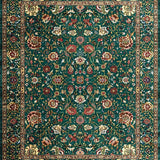 Ultra Soft Area Rug, Non Slip, Stain Resistant, Washable Area Rugs for Living Room, Bedroom, Vintage Floral Medallion Arrangement(Green)