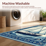 Ultra Soft Area Rug, Non Slip, Stain Resistant, Washable Area Rugs for Living Room, Bedroom, Vibrant Sailboat Coastal Theme(Blue)