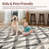 Ultra Soft Area Rug, Non Slip, Stain Resistant, Washable Area Rugs for Living Room, Bedroom, Artistic Gray Toned Distressed Elements(Gray)