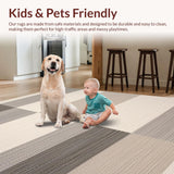 Ultra Soft Area Rug, Non Slip, Stain Resistant, Washable Area Rugs for Living Room, Bedroom, Dynamic Cozy Color Block Arrangement(Beige)