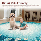 Ultra Soft Area Rug, Non Slip, Stain Resistant, Washable Area Rugs for Living Room, Bedroom, Serene Blue Tidal Wave Pattern(Blue)