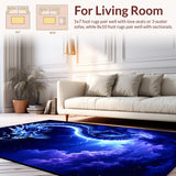 Ultra Soft Area Rug, Non Slip, Stain Resistant, Washable Area Rugs for Living Room, Bedroom, Mysterious Celestial Animal Print(Blue)