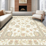 Ultra Soft Area Rug, Non Slip, Stain Resistant, Washable Area Rugs for Living Room, Bedroom, Elegant Smoke & Beige Blossom Area Floral Fantasy for Your Home(Beige)