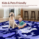 Ultra Soft Area Rug, Non Slip, Stain Resistant, Washable Area Rugs for Living Room, Bedroom, Enchanting Dragon Thematic Decor(Blue)